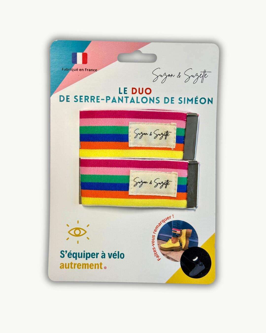 Set van 2 reflecterende fietsbroekclips, regenboogset 1/1