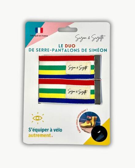 Set mit 2 reflektierenden Fahrradhosenclips, gestreiftes Set