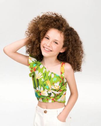 Camiseta niña flores tropicales