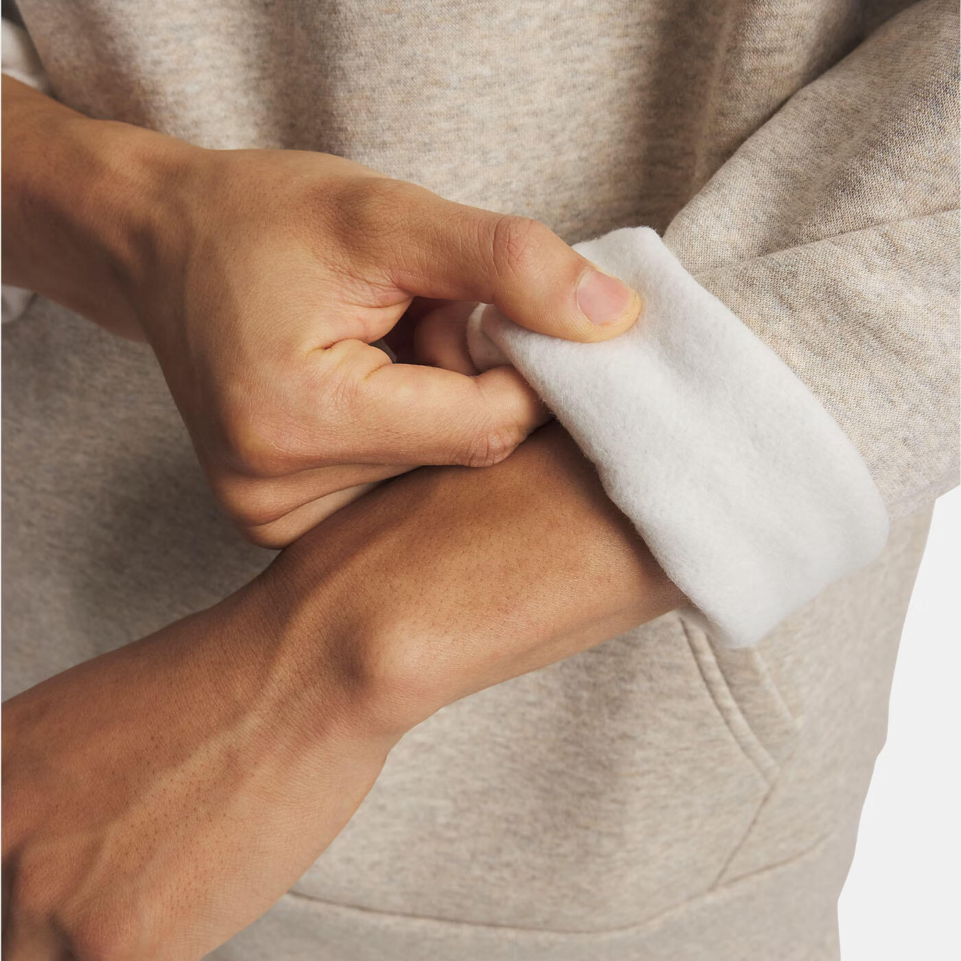 Sudadera con capucha UA Icon Fleece Taupe claro jaspeado para Hombre 5/5