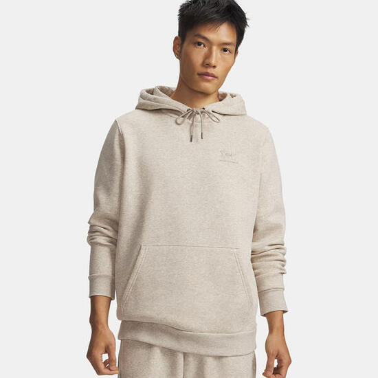 Felpa con cappuccio UA Icon Fleece taupe chiaro mélange da Uomo