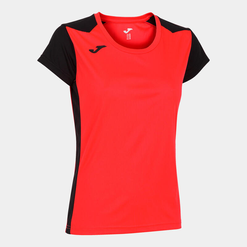 Camiseta Manga Corta Running Niños Joma Record II Coral Flúor