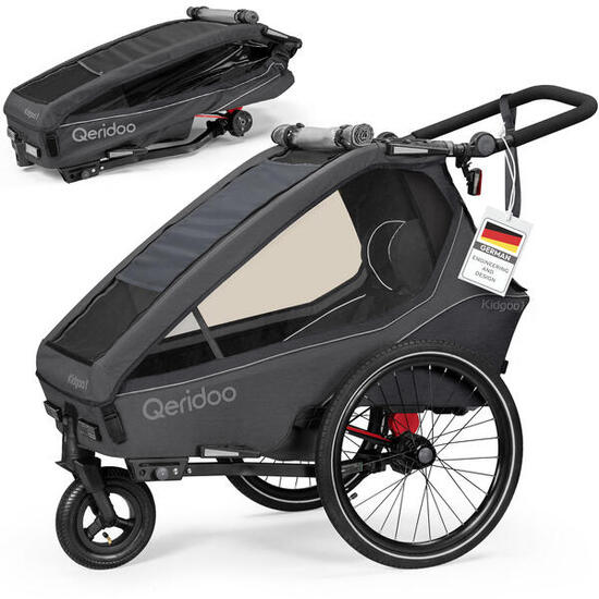 Remorque à vélo Kidgoo 1 gris acier (Steel Grey)