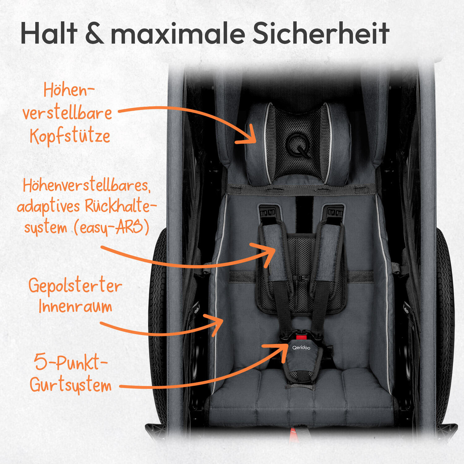 Fahrradanhänger Kidgoo 1 Steel Grey 4/5