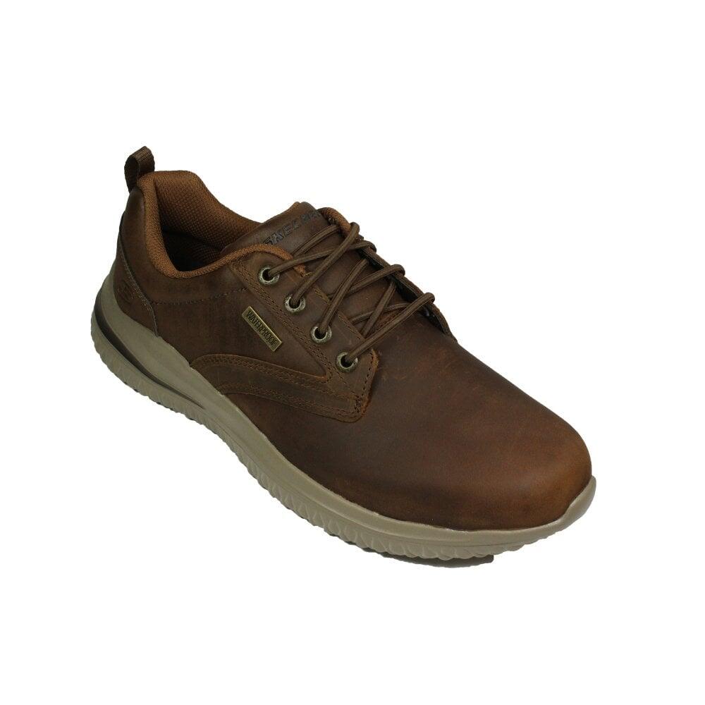 CONFORTABLE BLUCHER IMPERMÉABLE HOMME Skechers Delson 3 Glavine CUIR MARRON 5/7