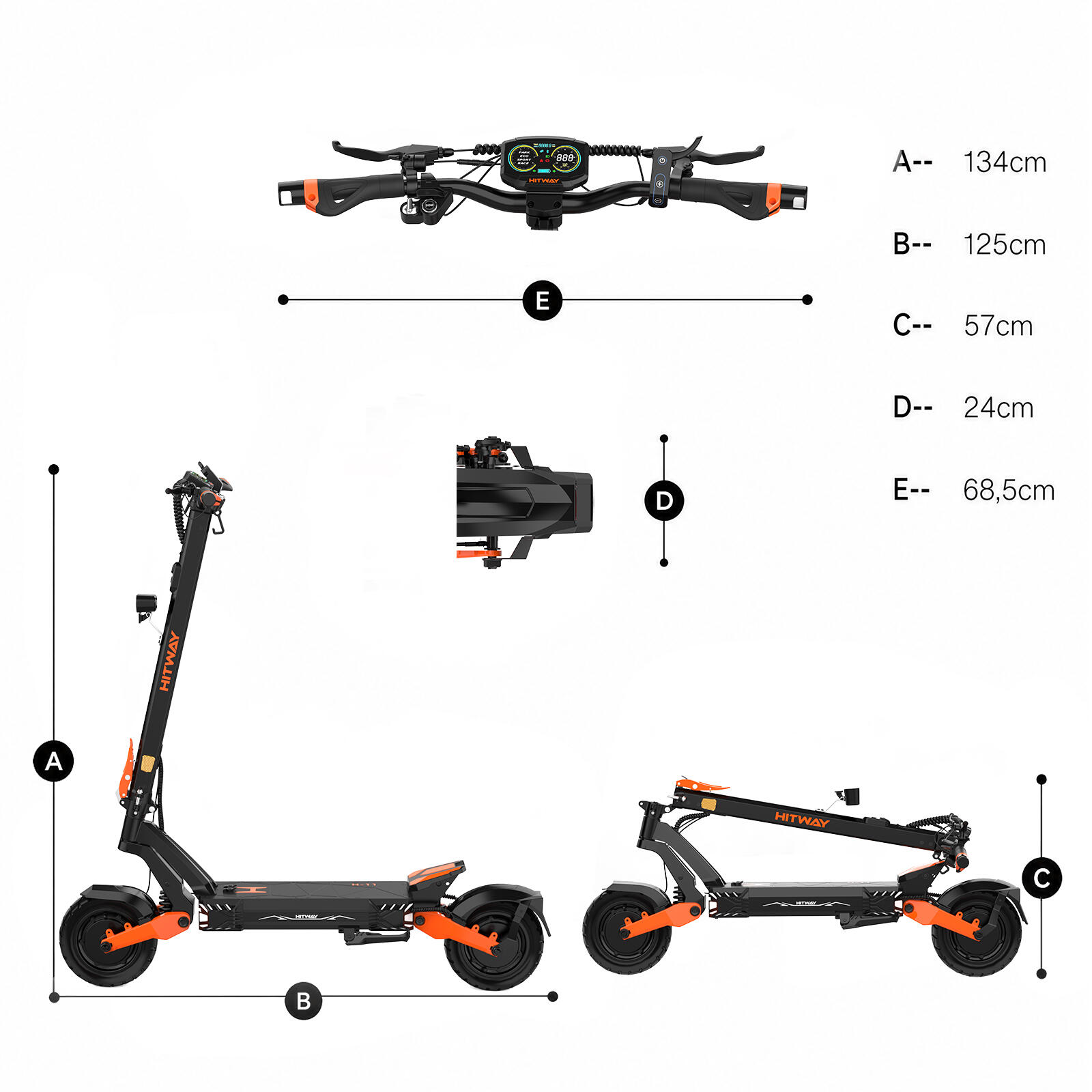 E-Scooter com motor de 1600 W e autonomia máxima de 90 km H11-ABE 2/7