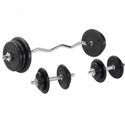 Ez-curlset 70 kg - rubber - halter met gewichten - 30 mm