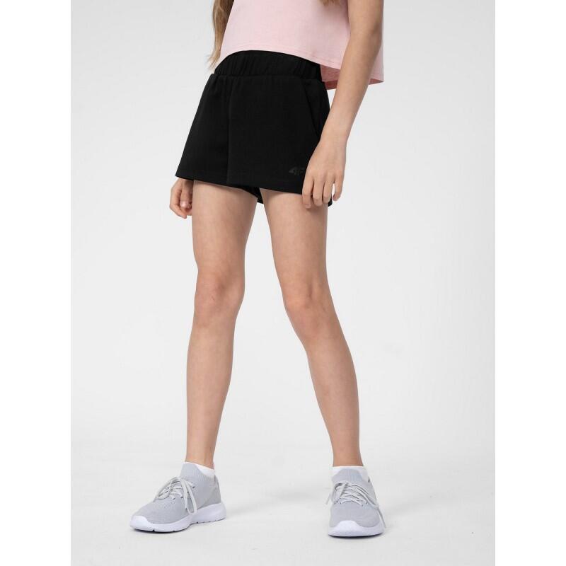 Bermuda 4F F098 para niñas - negra, algodón técnico 2/3