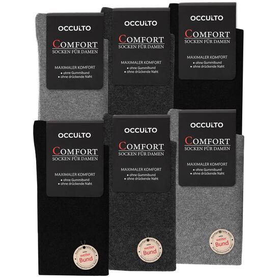 Damen Komfort Socken ohne Gummibund 6er Pack (Modell: Gabi)