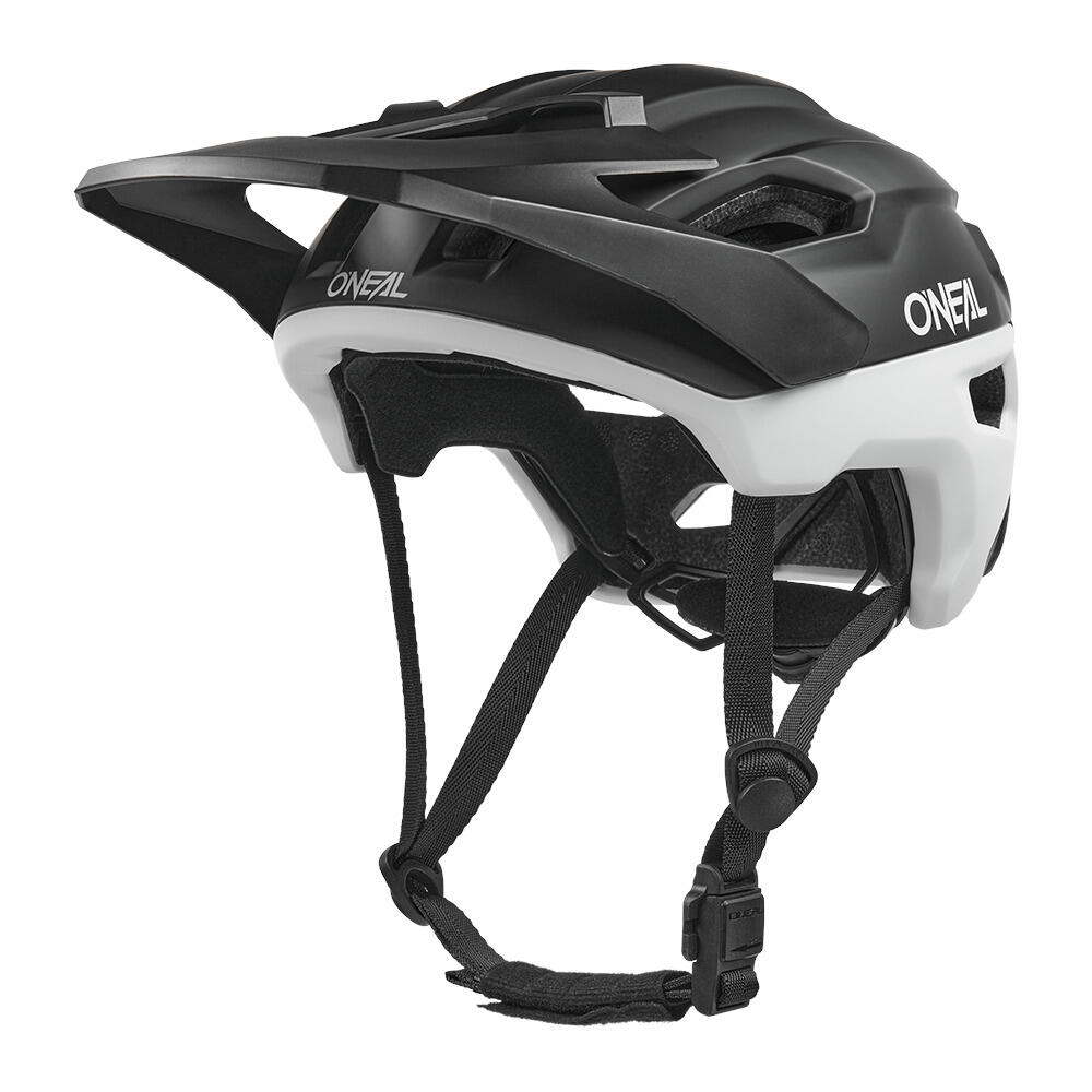 MTB- Fahrradhelm TRAILFINDER EVO SOLID, schwarz/weiß 3/4
