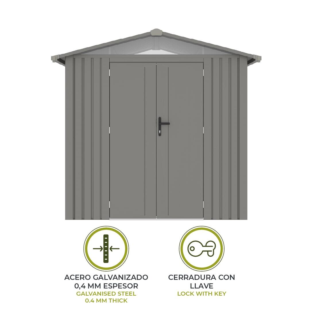 Caseta Metálica Gardiun Grunewald 4,03 m2 Exterior 240x168x220 cm de Acero 3/5