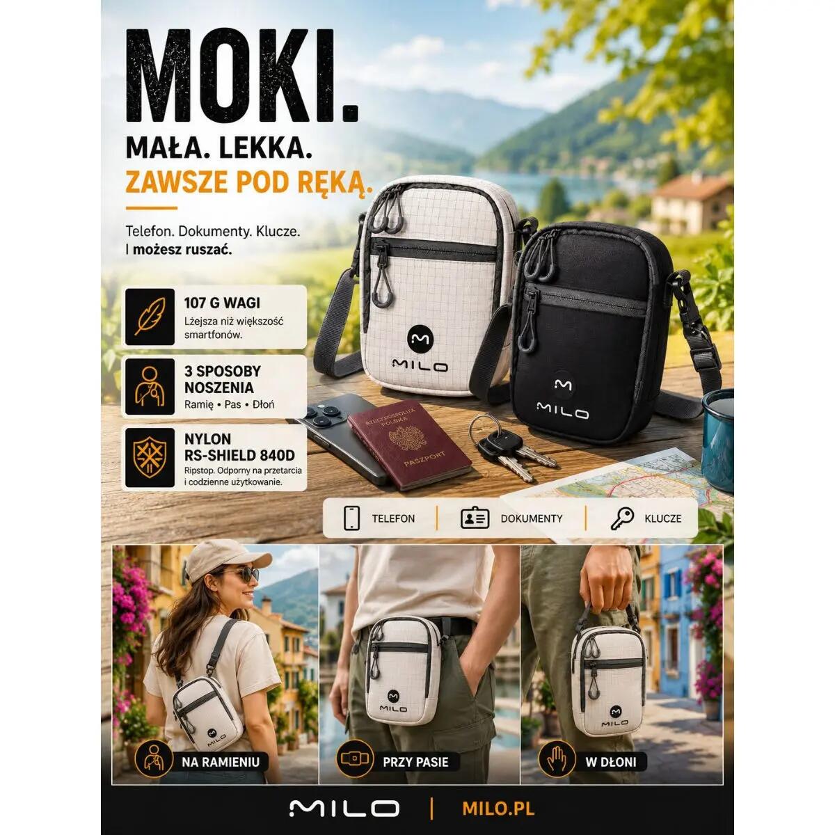 Saszetka torba podróżna mała, lekka Milo MOKI 3/3