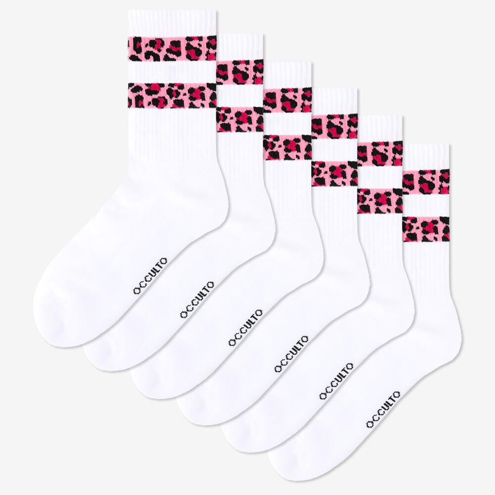Damen Leoparden Muster Tennis Socken 6er Pack (Modell: Nala) 2/6