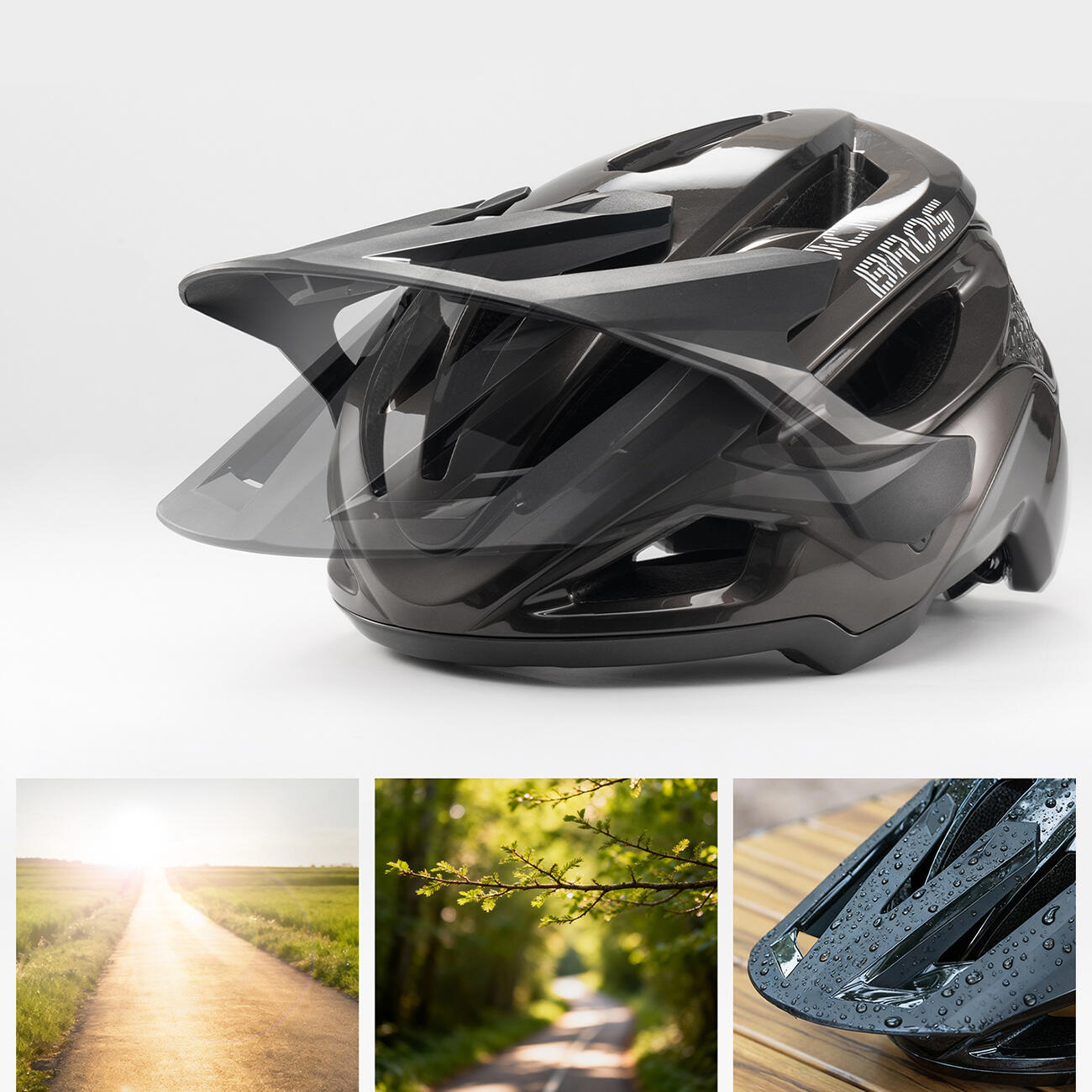 Casco da bicicletta regolabile con visiera 3/7