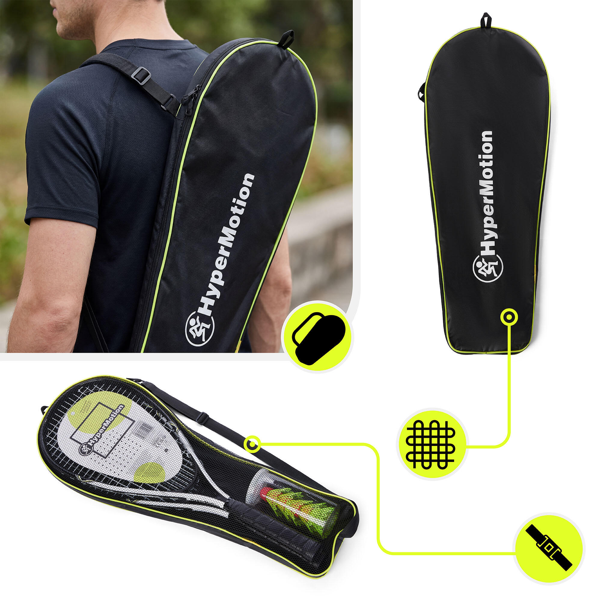 Hypermotion Crossminton Speed Badminton-set 2 rackets 59 cm 5 volants EN71 5/7