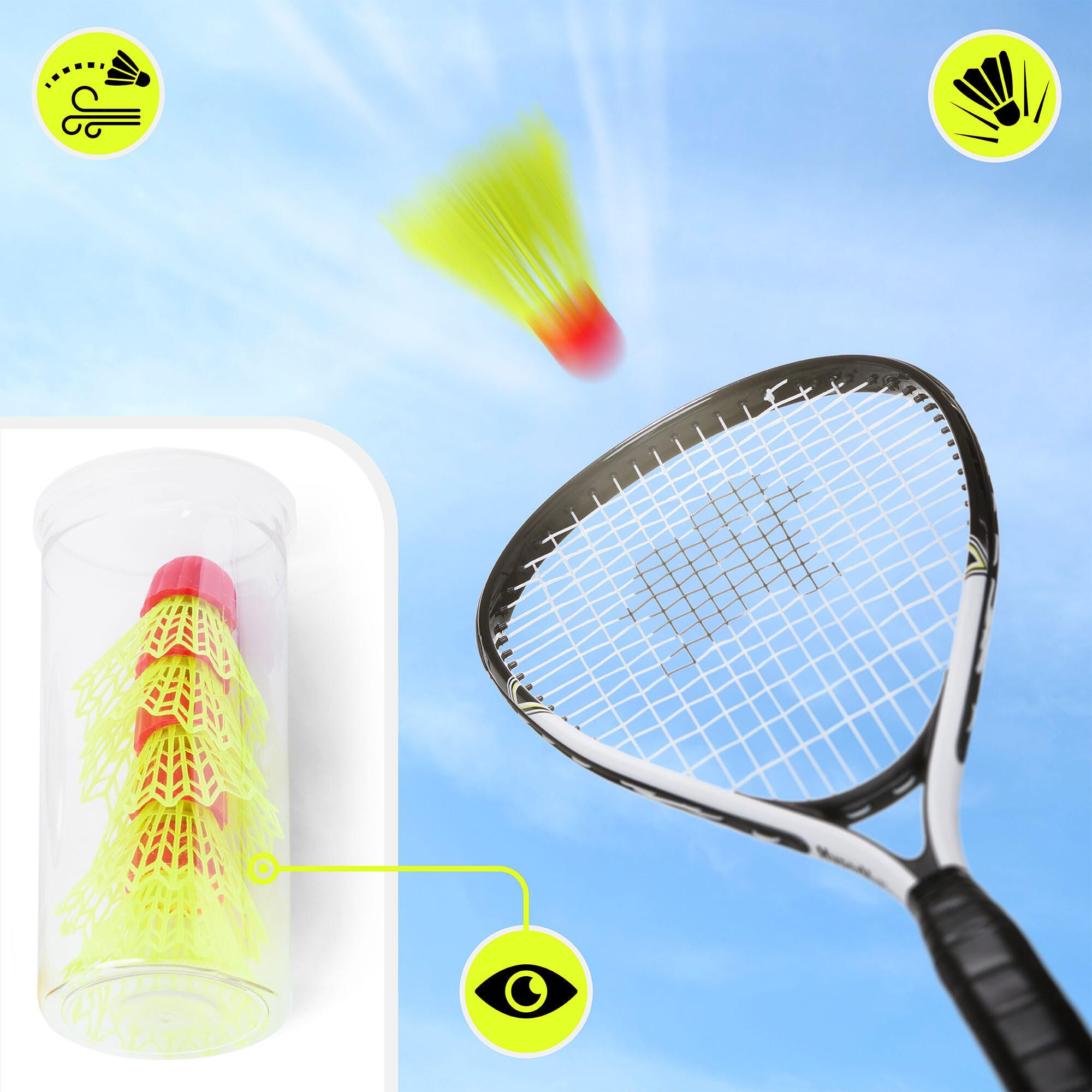 Hypermotion Crossminton Speed Badminton-set 2 rackets 59 cm 5 volants EN71 6/7
