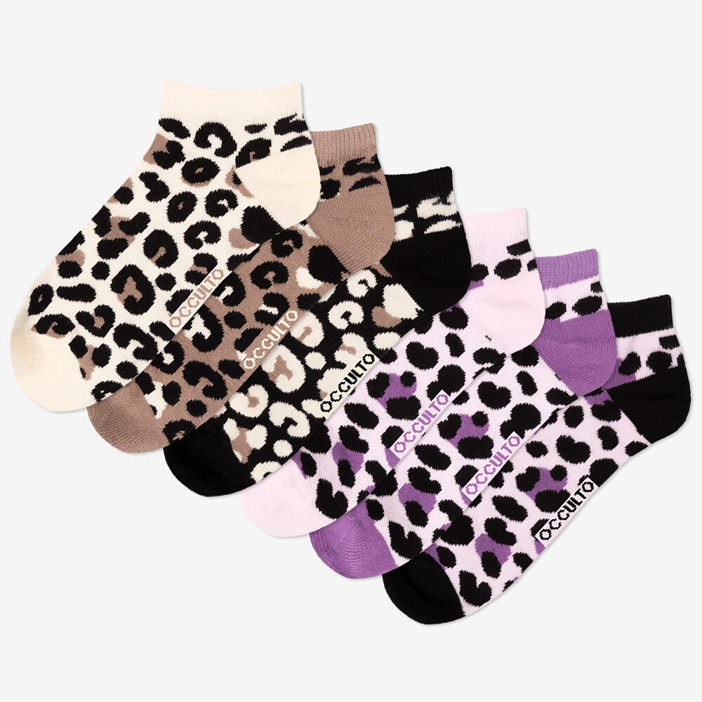 Damen Sneaker Socken 6er Pack (Modell: Kira) LeoMix2 39-42 2/6