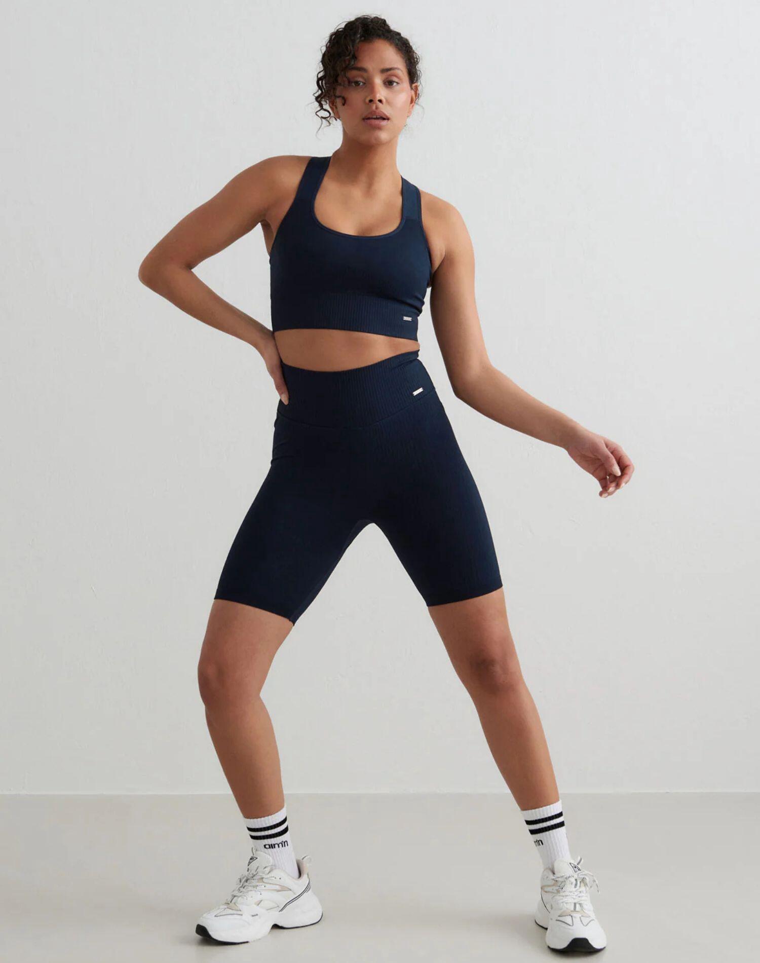 Dames Short Geribbelde Naadloos Marineblauw 5/5