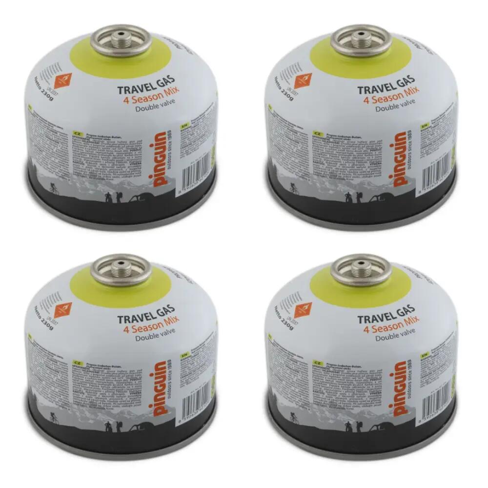 Комплект 4 газови бутилки за кампинг Pinguin Travel Gas 230 g с резба