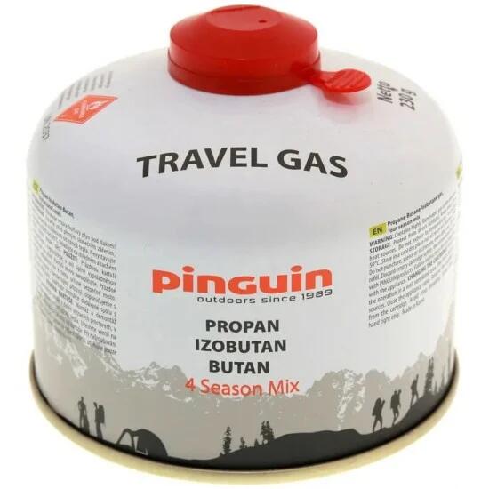 Set 4 butelii gaz camping Pinguin Travel Gas 230 g cu filet