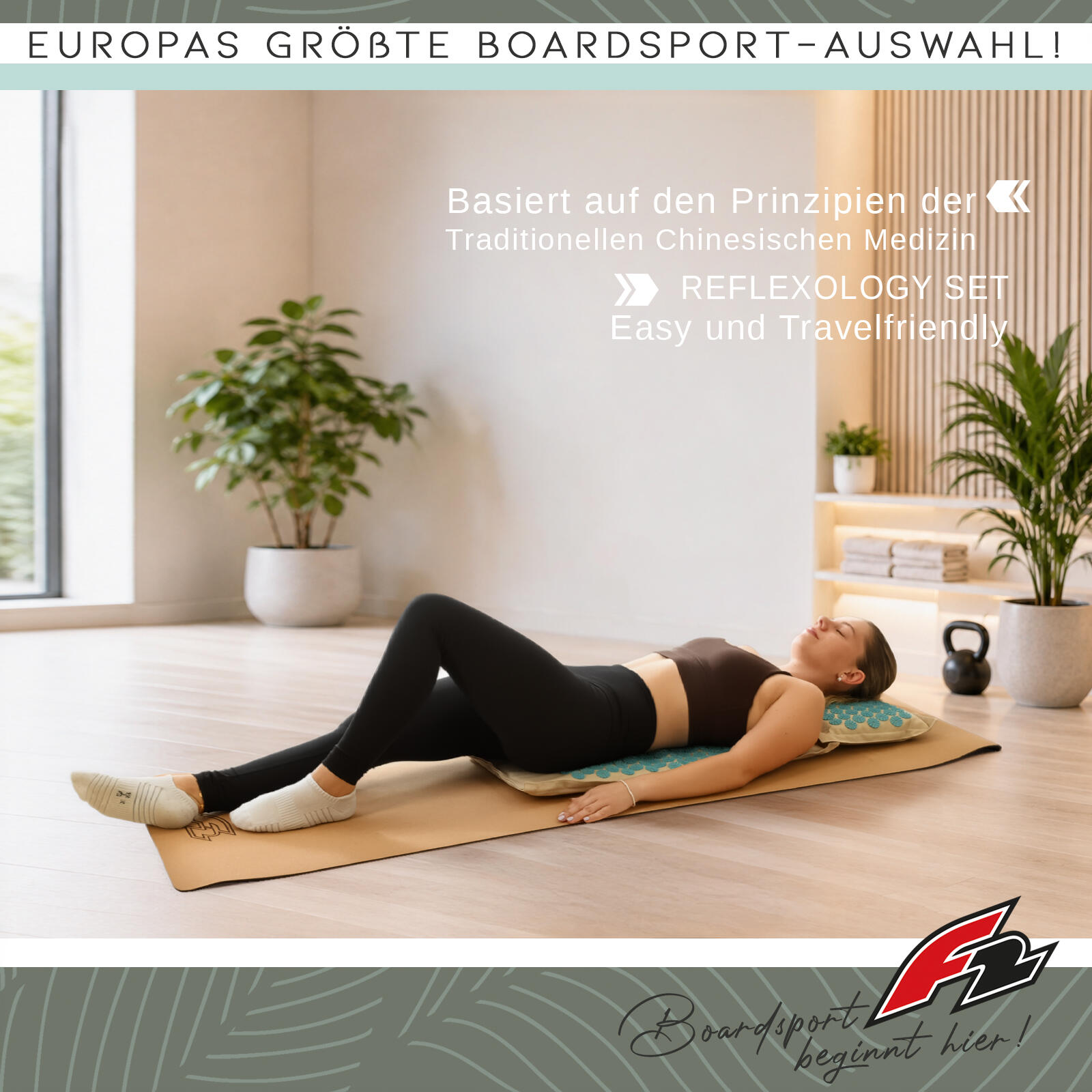 F2  Balance Board Reflexology Set Akkupressur Leinen 45,5x70,5cm Beige 4/5