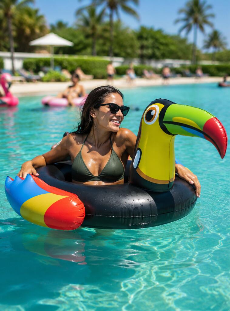 Flotador hinchable piscina y playa Tucán gigante 104x96 2 camaras aire  100kg 2/3