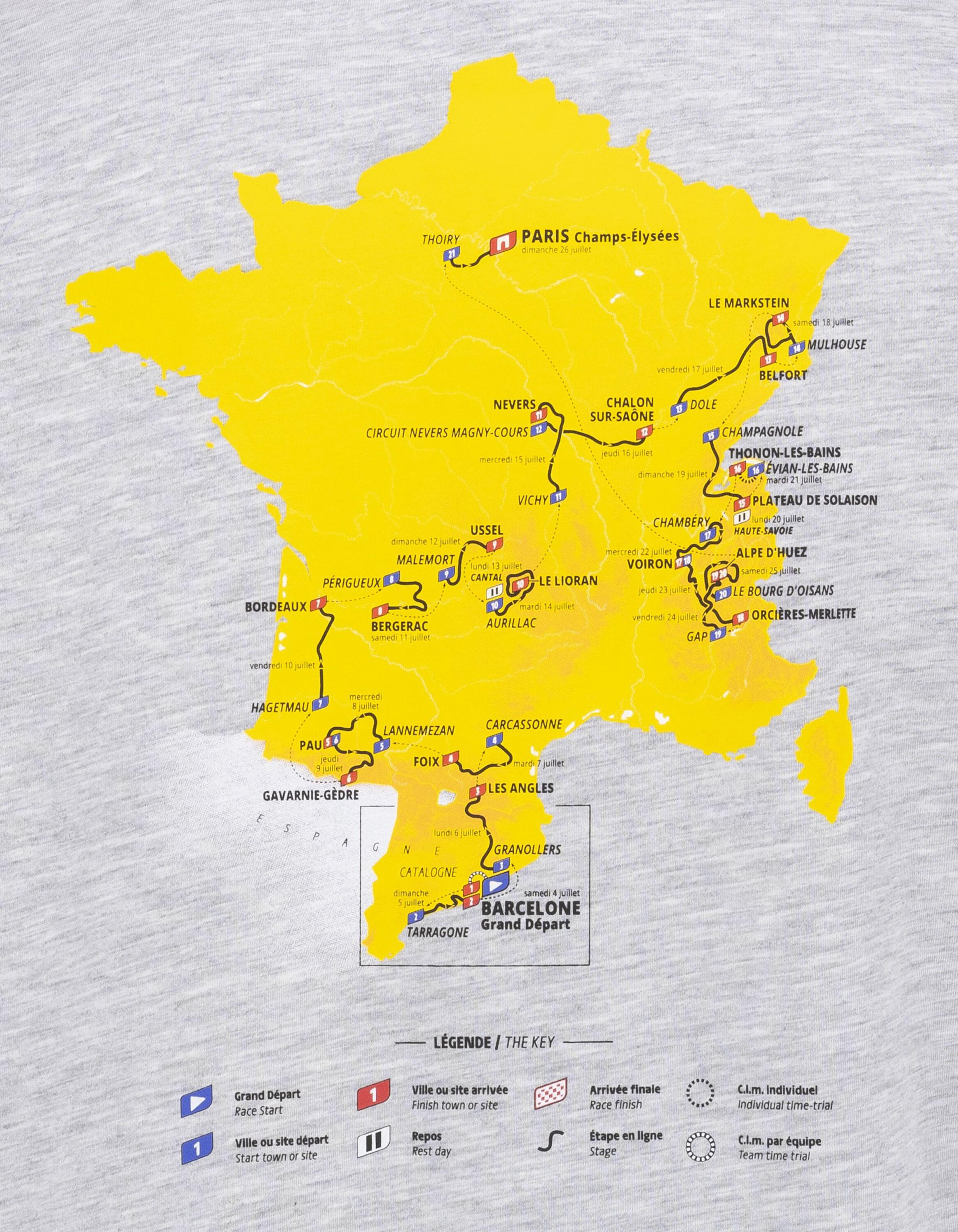T-shirt Parcours 2026 - Collection officielle Tour de France de Cyclisme 3/3