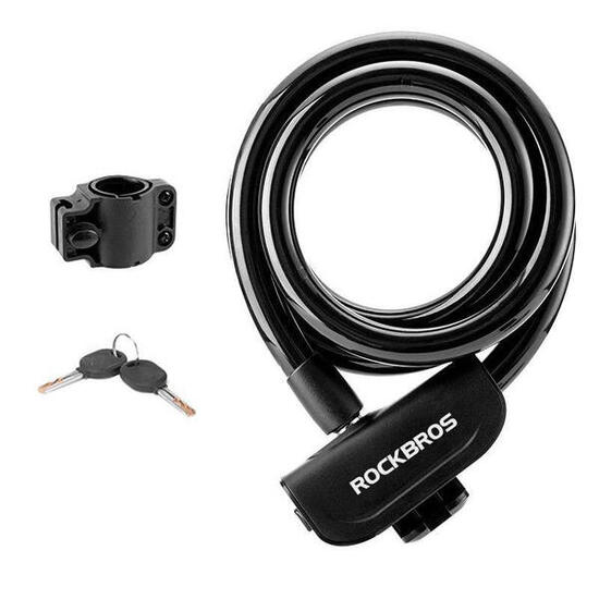 Zapięcie rowerowe, linka, na kluczyk ROCKBROS RKS515-BK czarne