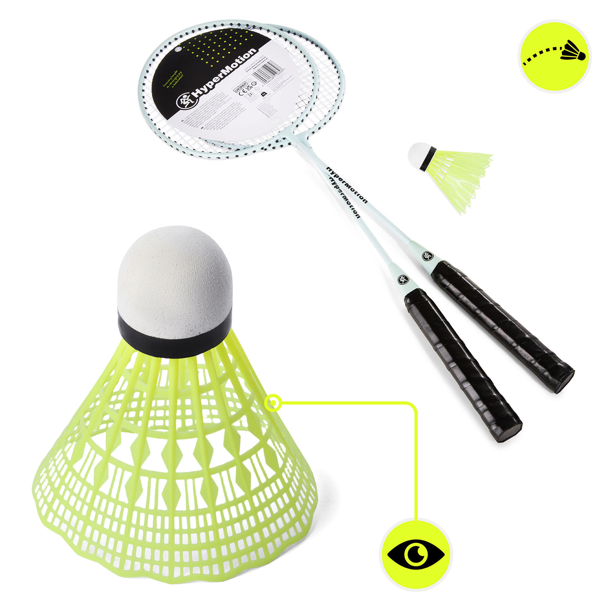 Kit de bádminton HyperMotion: 2 raquetas de 66 cm y 1 volante salvia 4/7