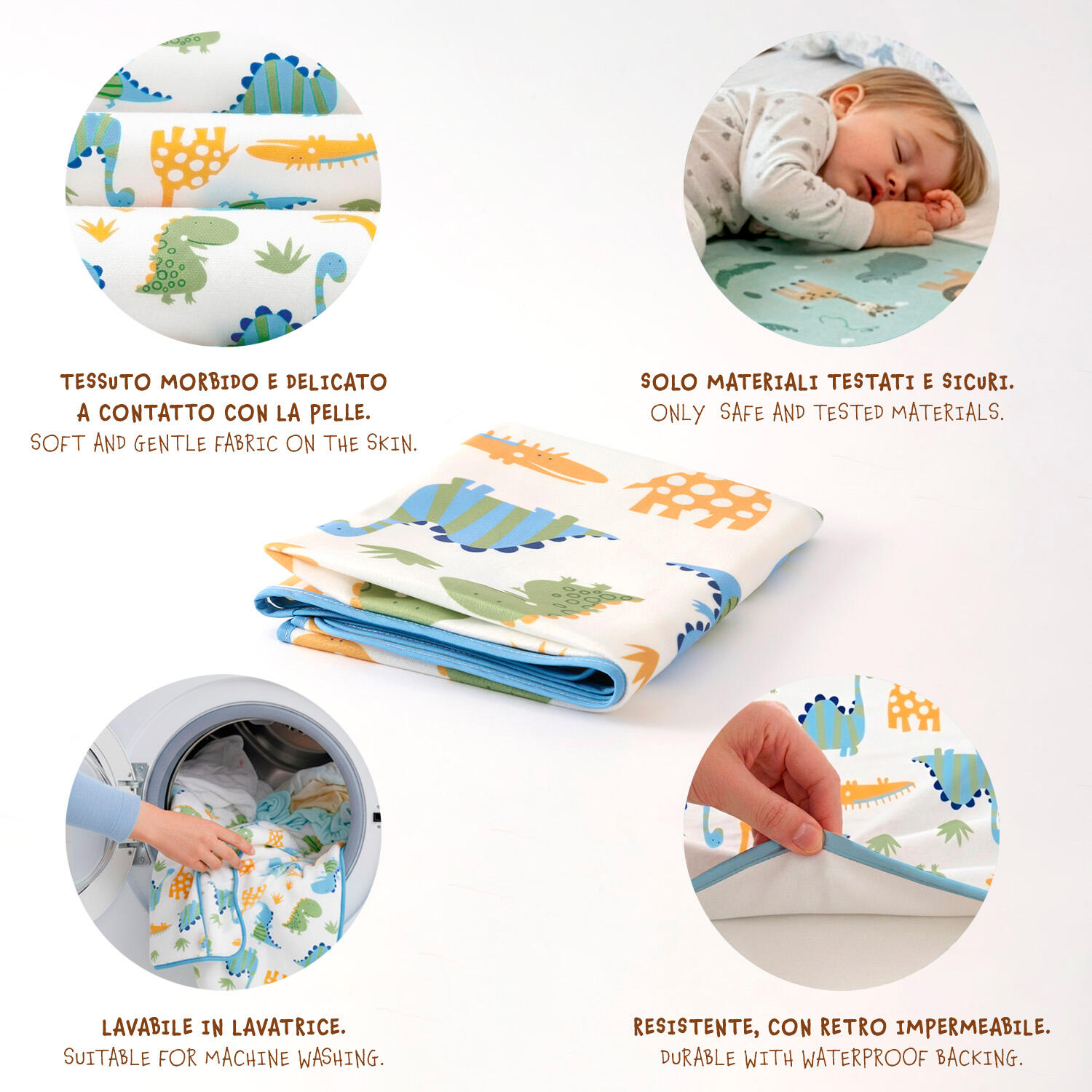 Pack Traversine Impermeabili Bambini 50x70 cm Letto e Viaggio 7/7