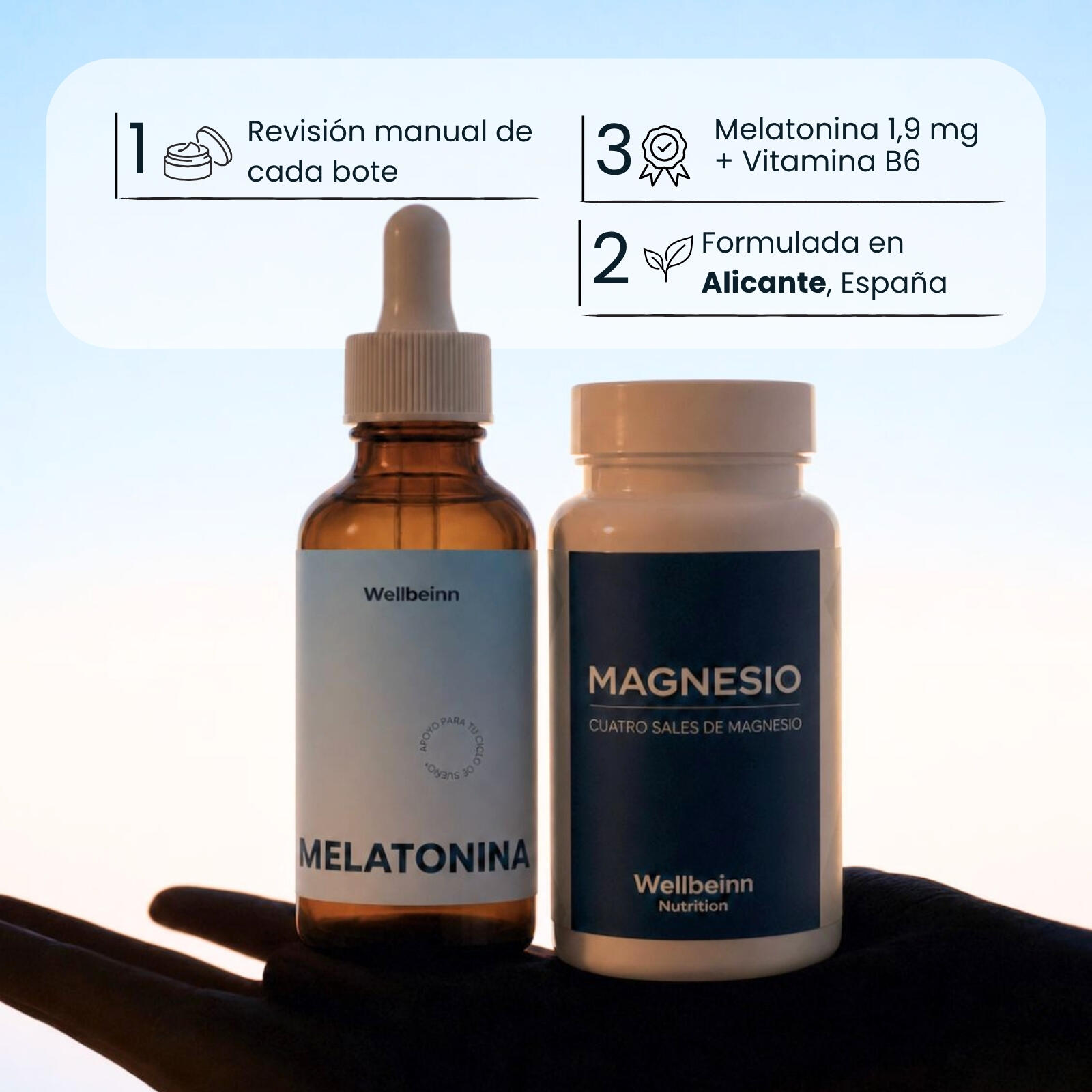 WELLBEINN Noche - Magnesio Matrix 60 comp y Melatonina B6 50 ml 2/6