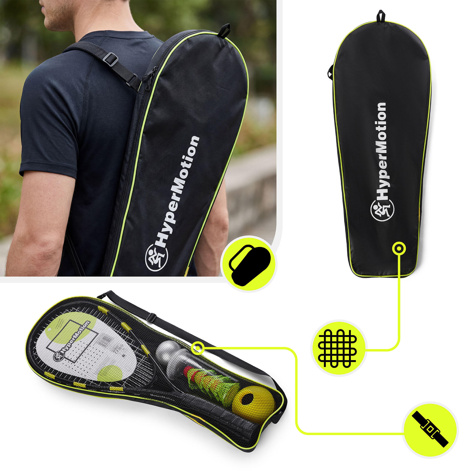 Crossminton HyperMotion set 2 rackets 59 cm 5 shuttlecocks 8 kegels 5/7