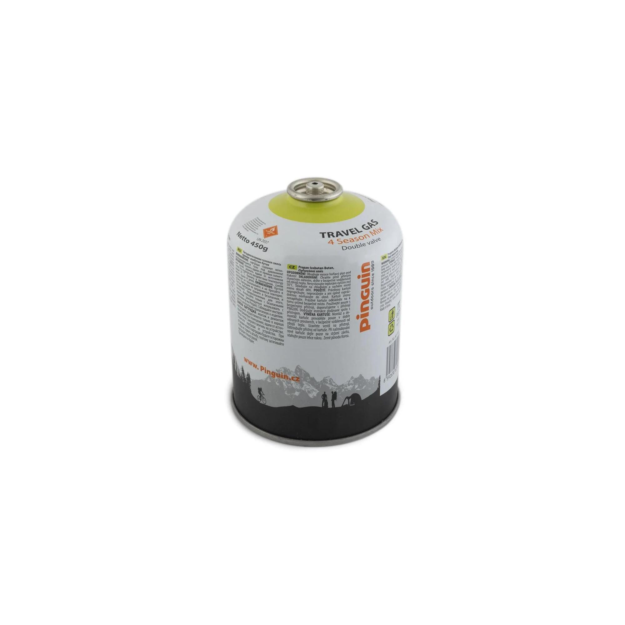Set 4 butelii gaz camping Pinguin Travel Gas 450 g cu filet