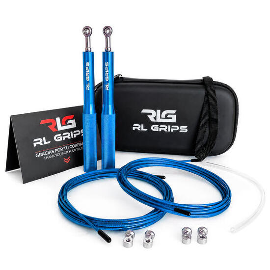 Professioneel Aluminium Speed Rope Springtouw Crosstraining Gym RL Grips Blauw