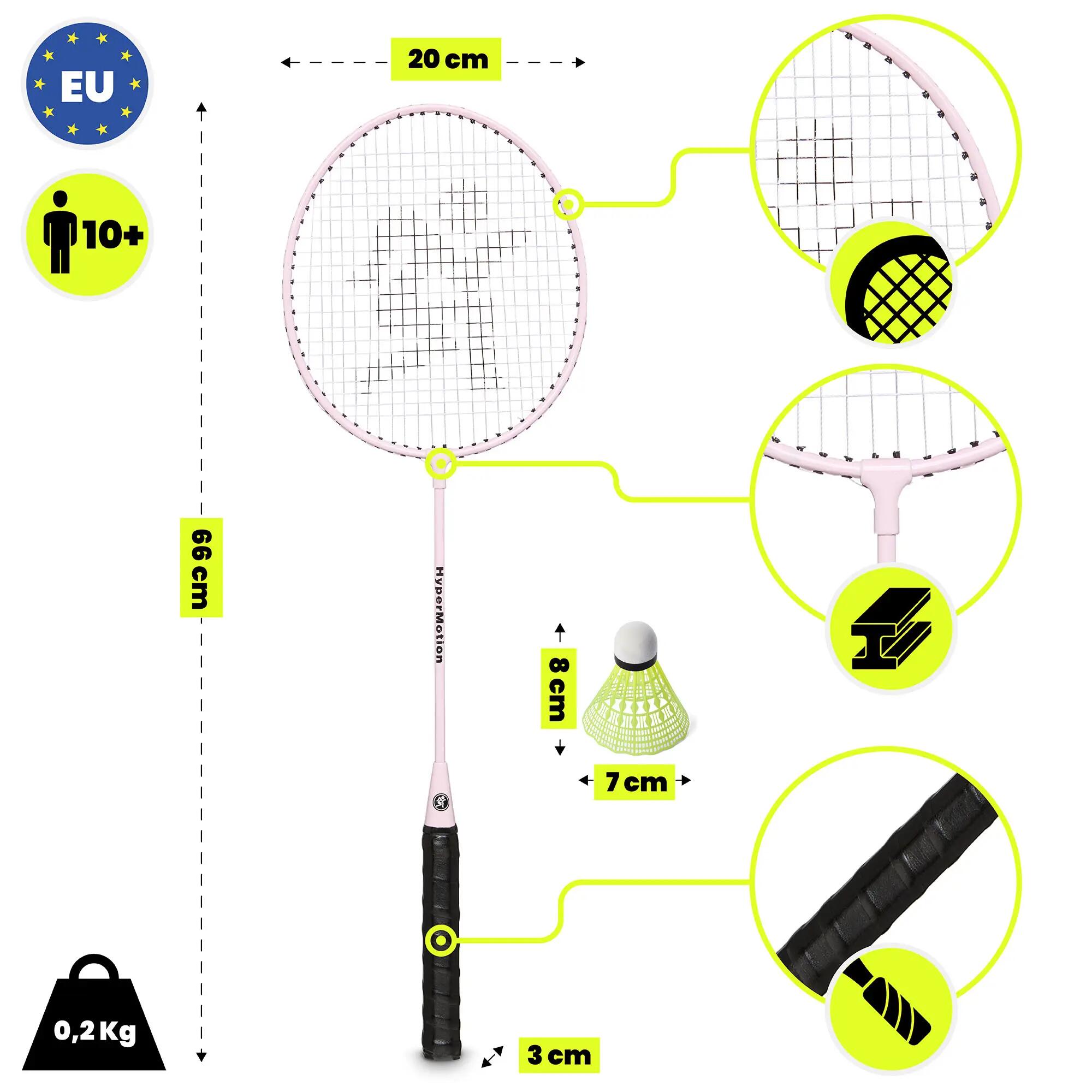 Badmintonová sada HyperMotion pro 2 hráče se dvěma ocelovými raketami 3/7