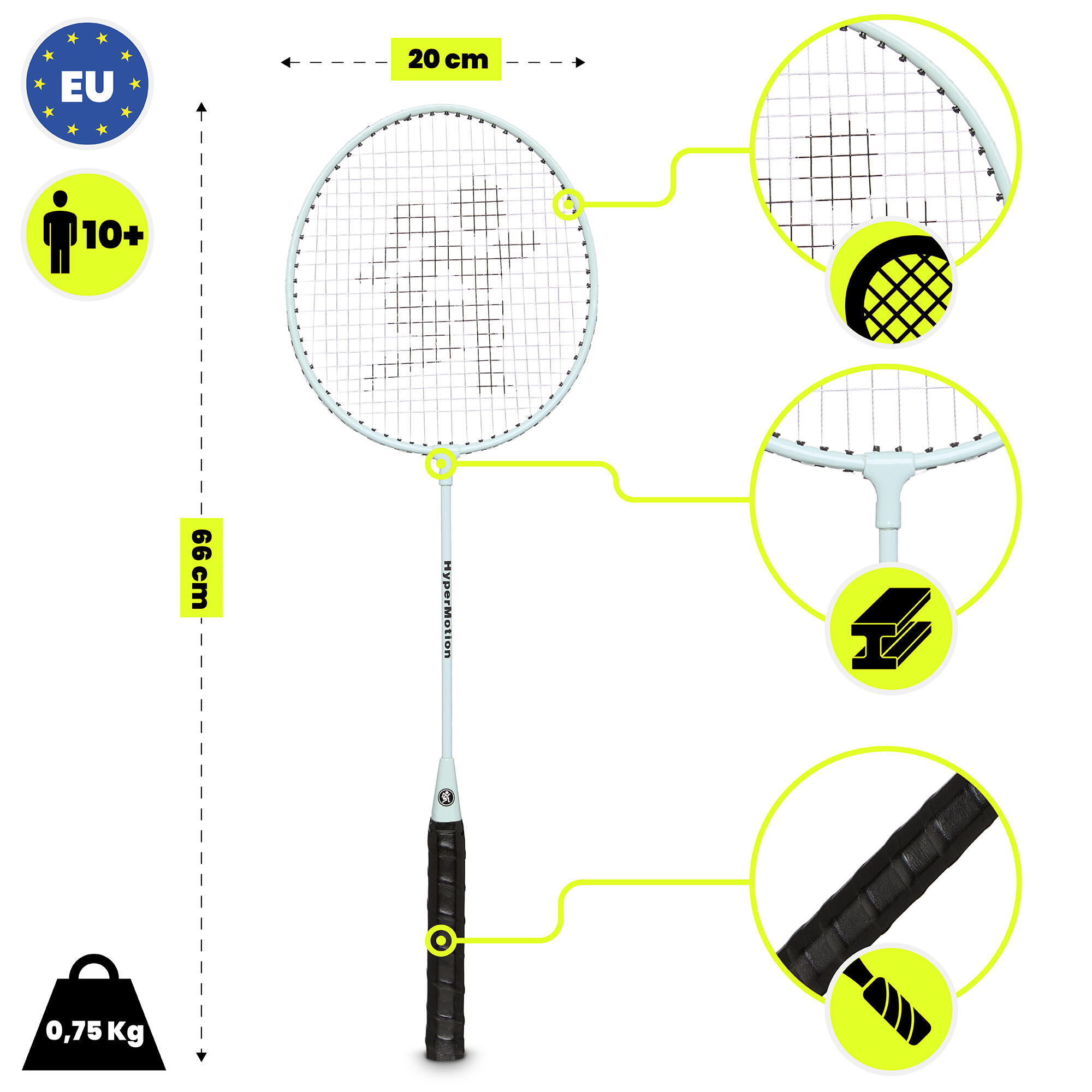 Kit Bádminton HyperMotion 2 raquetas 66 cm salvia con funda 3/7
