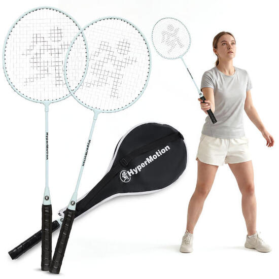 Zestaw badmintona dla 2 osób – 2 stalowe rakiety 66 cm z pokrowcem