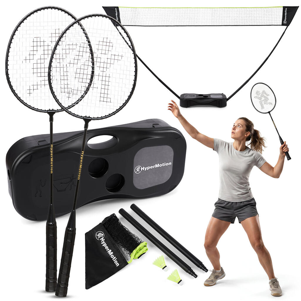 HyperMotion 6 m badminton set – 2 rackets 66 cm, 3 shuttlecocks, bag.