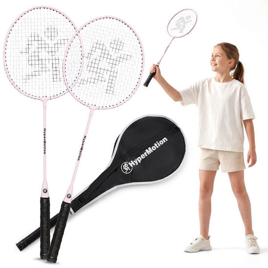 Zestaw do badmintona: 2 rakiety stalowe 66 cm, 2 lotki, siatka, torba, róż