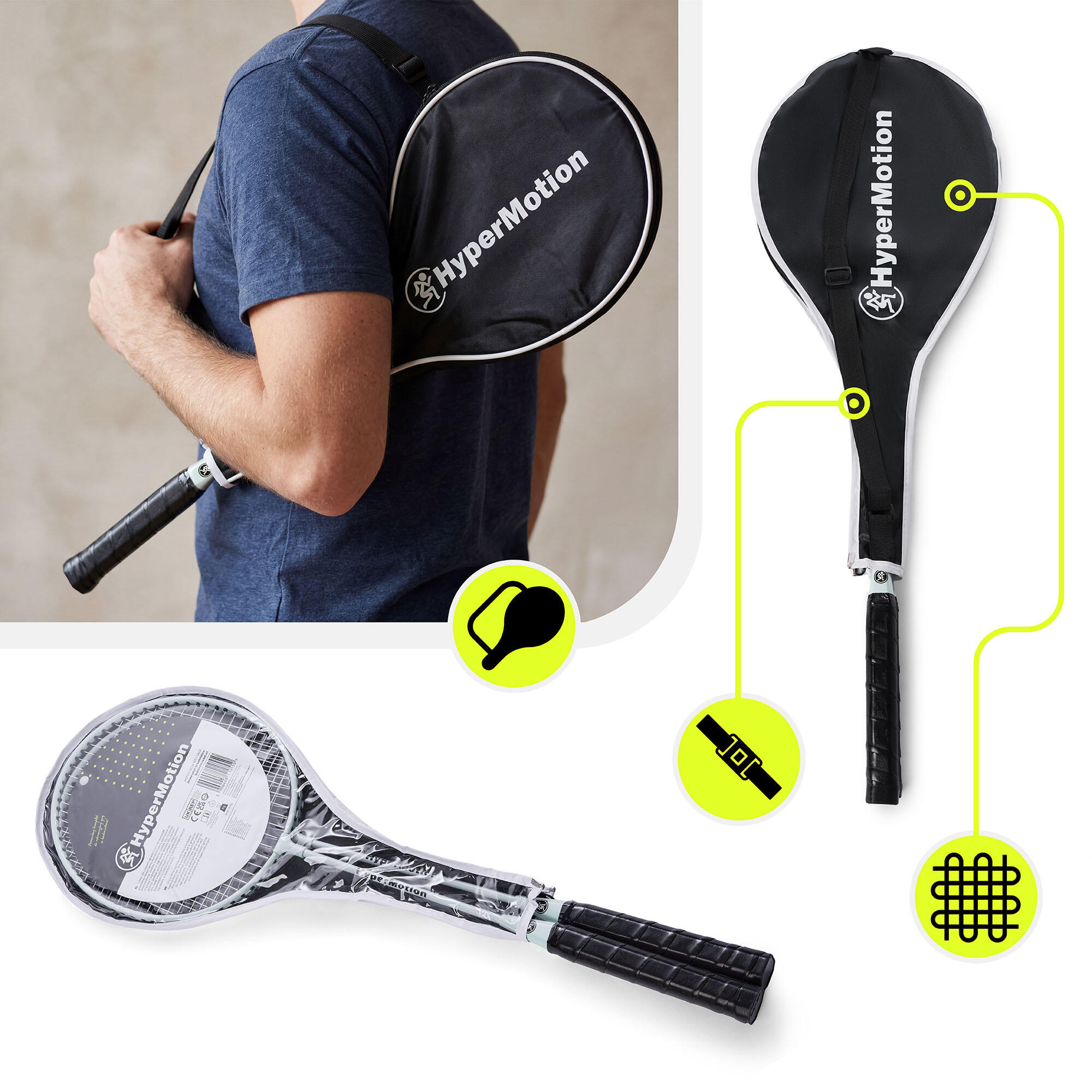 Kit Bádminton HyperMotion 2 raquetas 66 cm salvia con funda 4/7