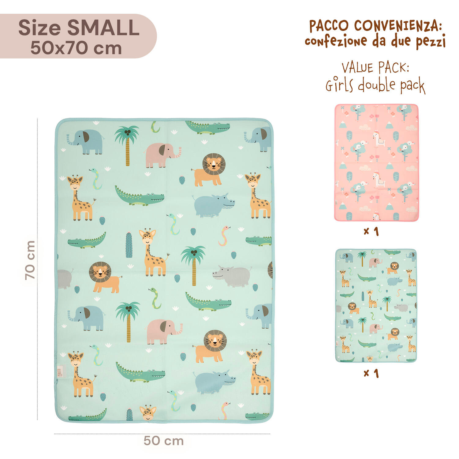 Pack Traversine Impermeabili Bambini 50x70 cm Letto e Viaggio 2/7
