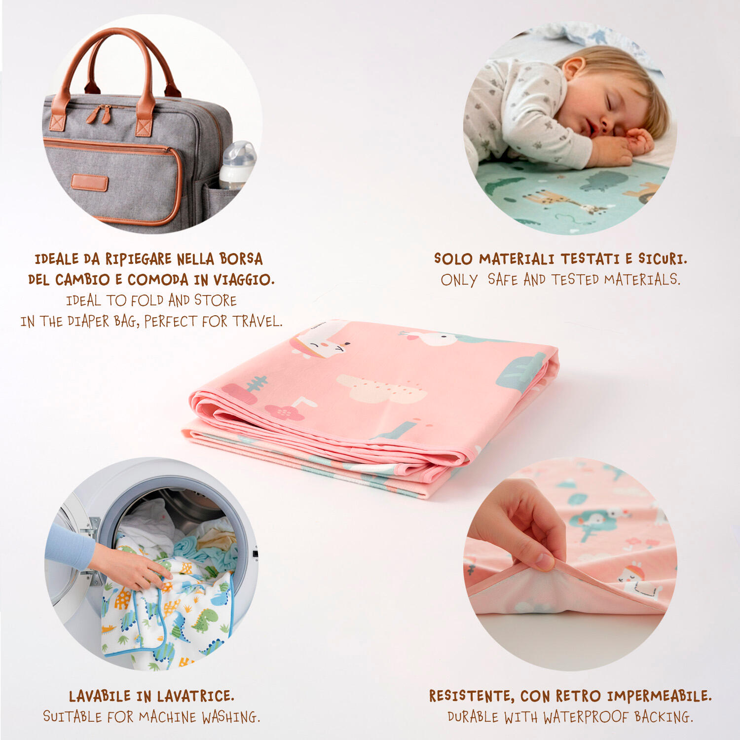 Pack Traversine Impermeabili Bambini 50x70 cm Letto e Viaggio 7/7