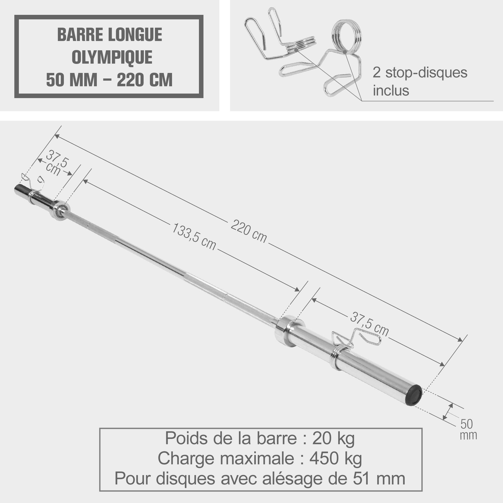 Halterstang Olympisch - 220 cm - 50/51 mm - Veersluiting 7/7