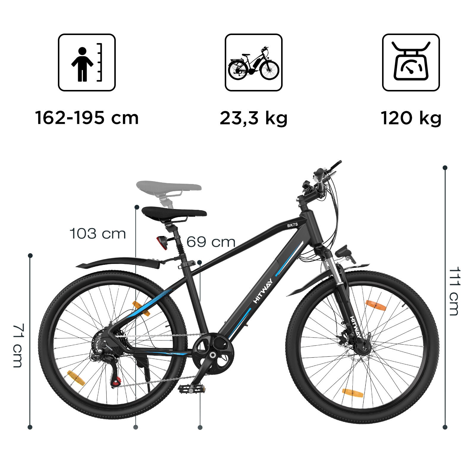 Vélo Électrique VTT 26" 250W Batterie 36V 12Ah Autonomie 90KM BK7S 2/7