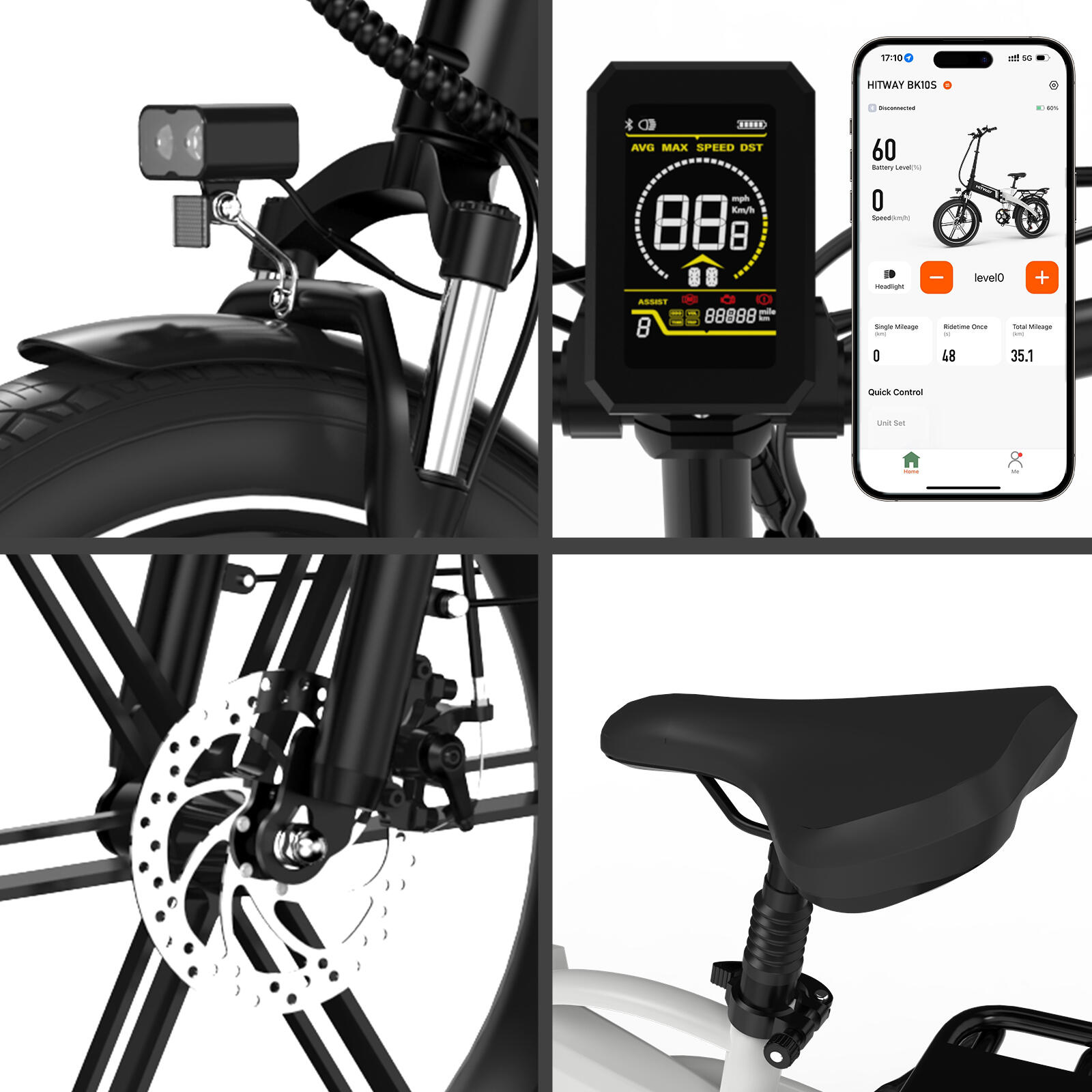 Vélo Électrique Pliable Fat Bike 20x4.0 250W Autonomie 120KM BK10S1 7/7