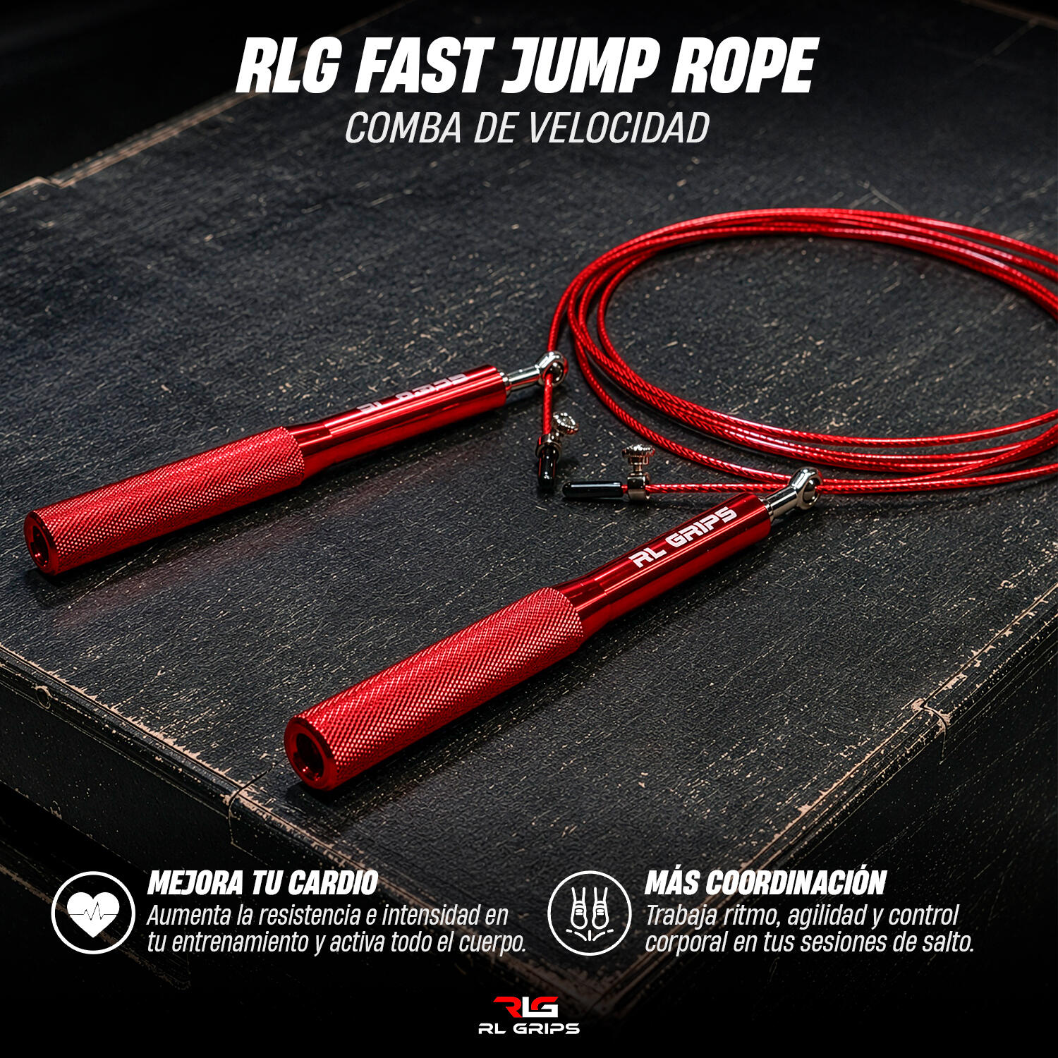 Comba de Velocidad Pro Aluminio Cable 2 mm Estuche Repuestos Crosstraining Rojo 3/6