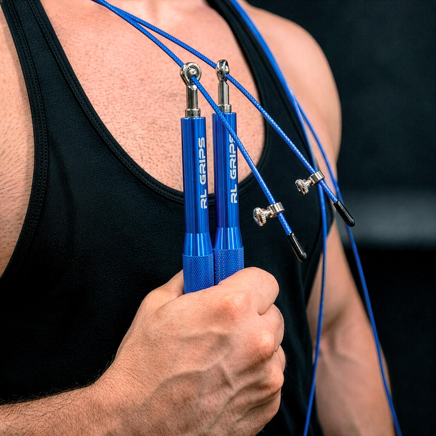 Comba Velocidad Profesional Aluminio Salto Crosstraining Gimnasio RL Grips Azul 2/3
