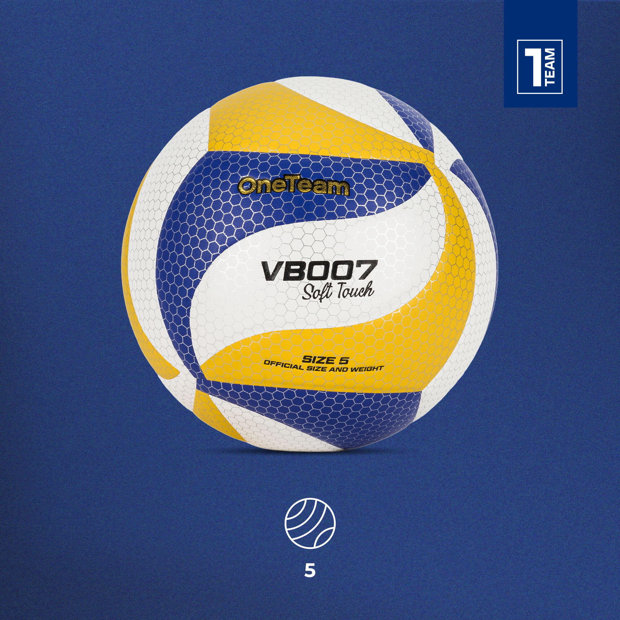 Bola de voleibol OneTeam VB007 amarelo/azul/branco tamanho 5 2/7