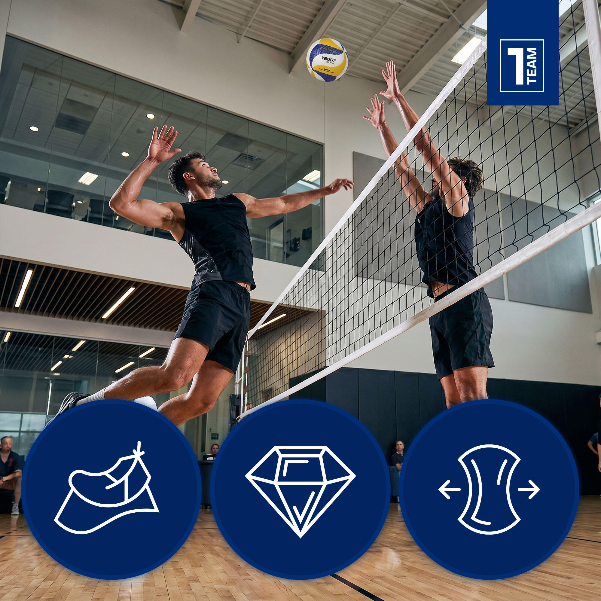 Bola de voleibol OneTeam VB007 amarelo/azul/branco tamanho 5 6/7