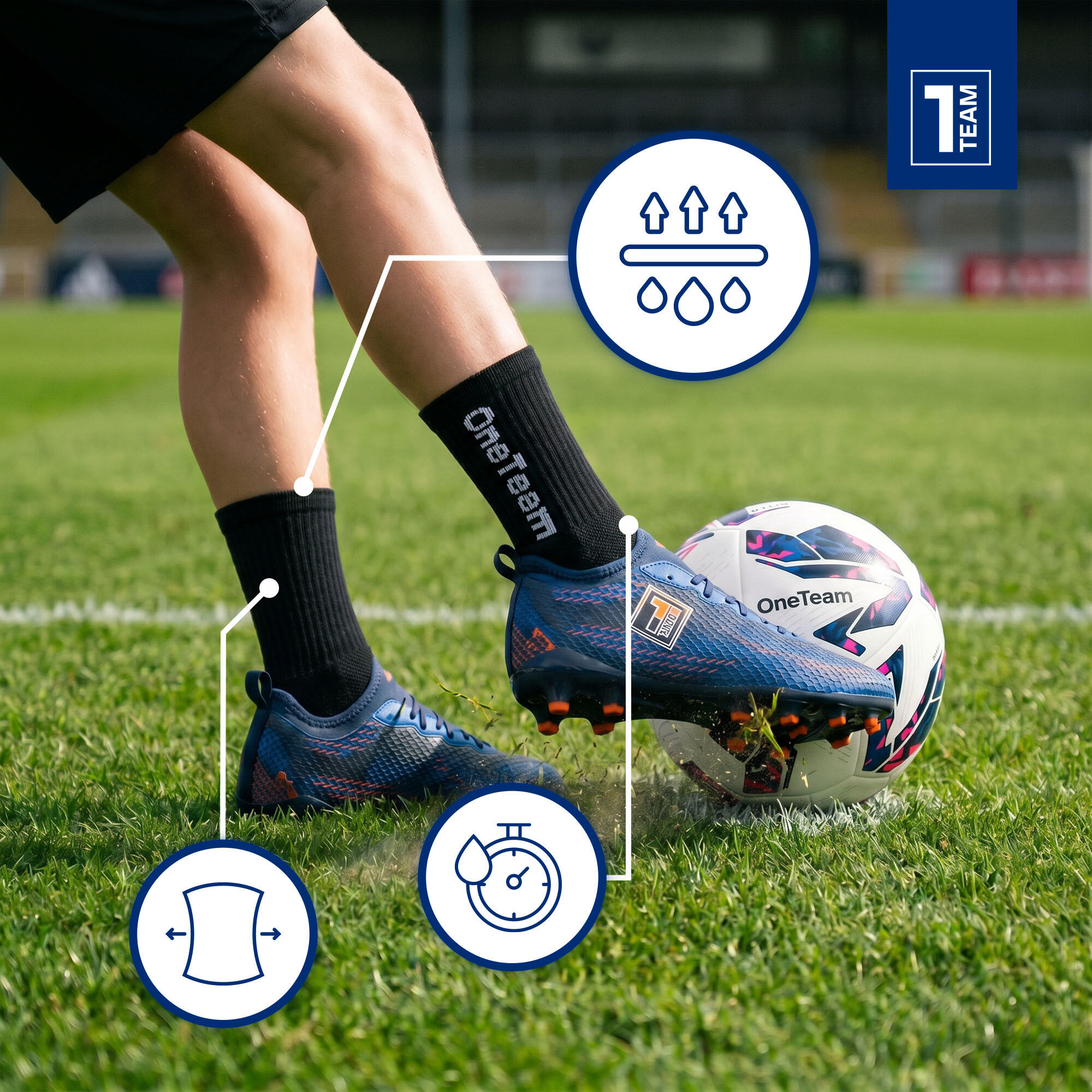 Kinder-Fußballsocken OneTeam Precision Grip rutschfest 2er-Pack 3/7
